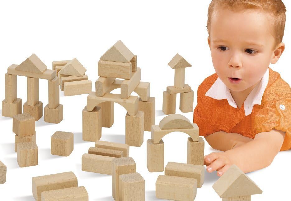 Eichhorn Colourful Wooden Building Blocks In One Shape, 25 mm