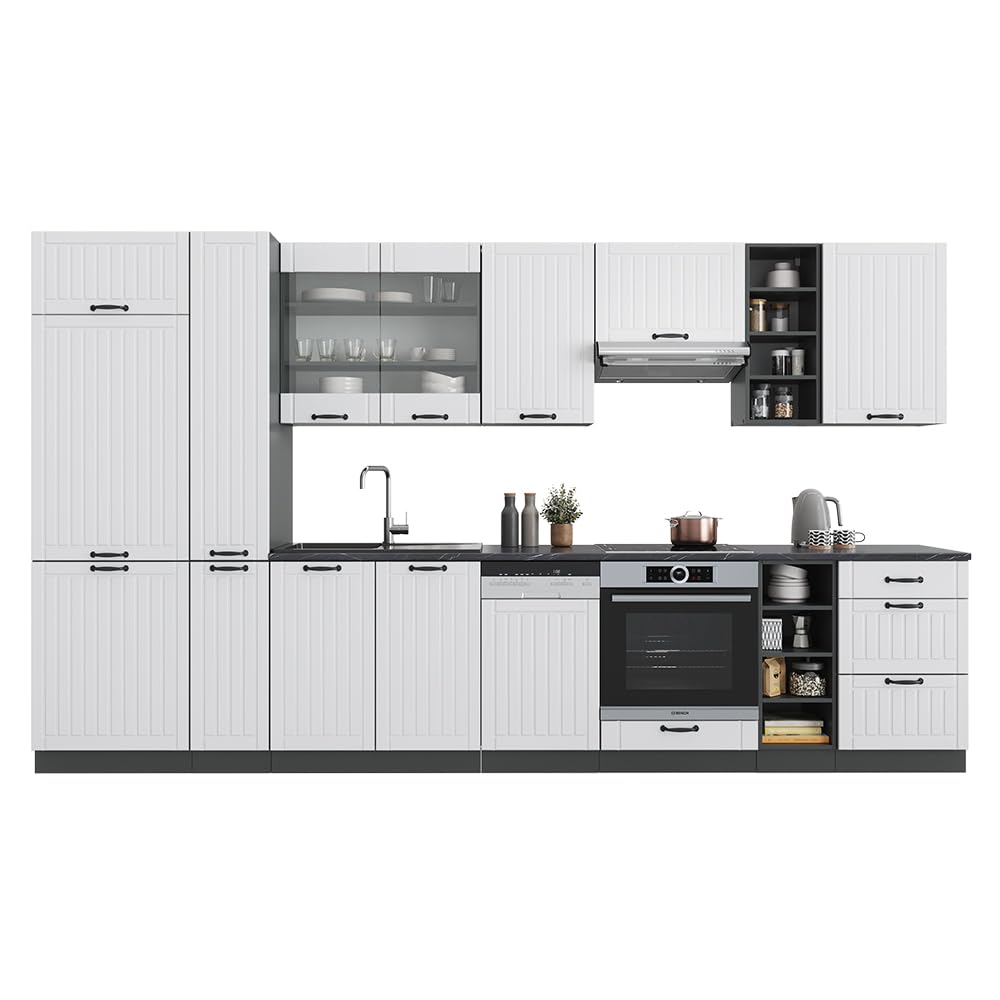 Vicco Kitchen Unit Fame-Line Goldkraft Oak / Anthracite 355 cm without Worktop