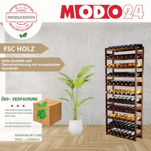 Untreated Wooden Wine Rack, 63.0 x 25.0 x 102.0 cm