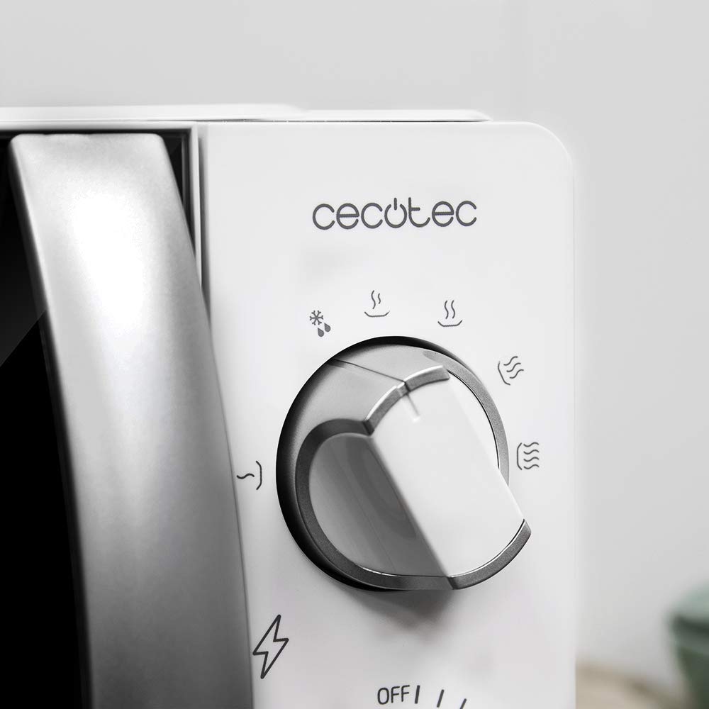 Microondas ProClean 2010, 20 Liter- Kapazität, Ready2Clean-Beschichtung, 700 Watt-Leistung, 6 Funktionsstufen, 30 Minuten-Timer, Auftaumodus, 3 D Wave-Technoligie, Weiße Endverarbeitung, schwarze Tür.