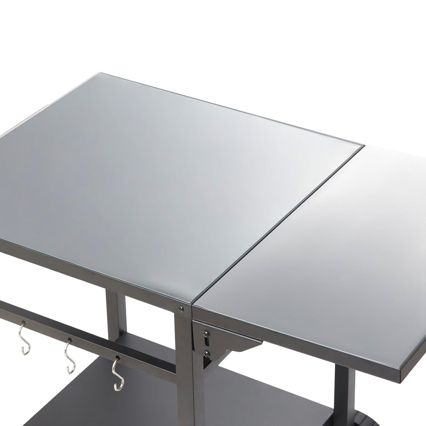 VEVOR Barbecue Trolley, Kitchen Trolley, 97.2 x 64 x 75.5 cm, Outdoor Serving Trolley with Double Shelf, Movable Grill Table for Preparing Food, Multifunctional Iron Table Top, Black