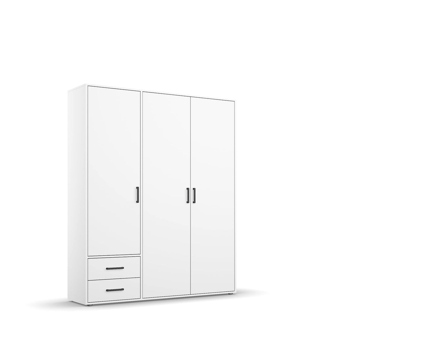 Rauch Möbel Voyager Hinged Door Cupboard, Alpine White/Artisan Oak, Wood, 3 Doors with 2 Drawers, Includes 1 Clothes Rail, 3 Shelves, 140 x 194 x 53 cm (W x H x D)