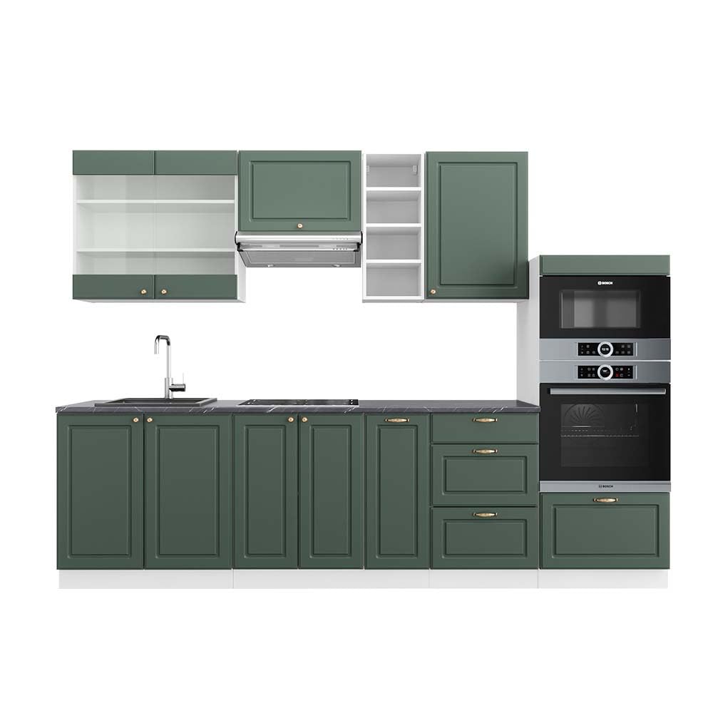 Vicco Fame-Line Kitchen Unit 280 cm without Worktop 280 cm High-Gloss Anthracite / White