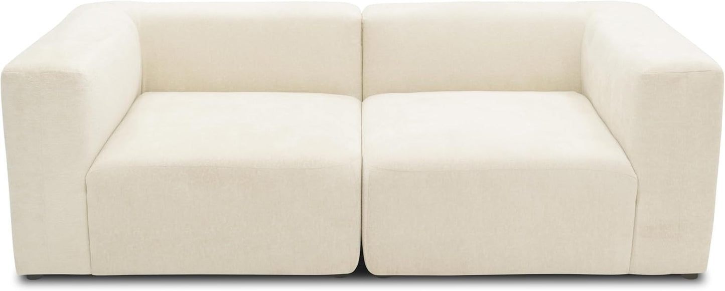DOMO. collection Adrian Modular Sofa, 3-Seater Made of 2 x Corner Chairs and 1 x Chair, Big Sofa, Module Couch, 3 Upholstery Elements, 3-Seater Couch, 301 x 108 x 69 cm (W x D x H), Cream