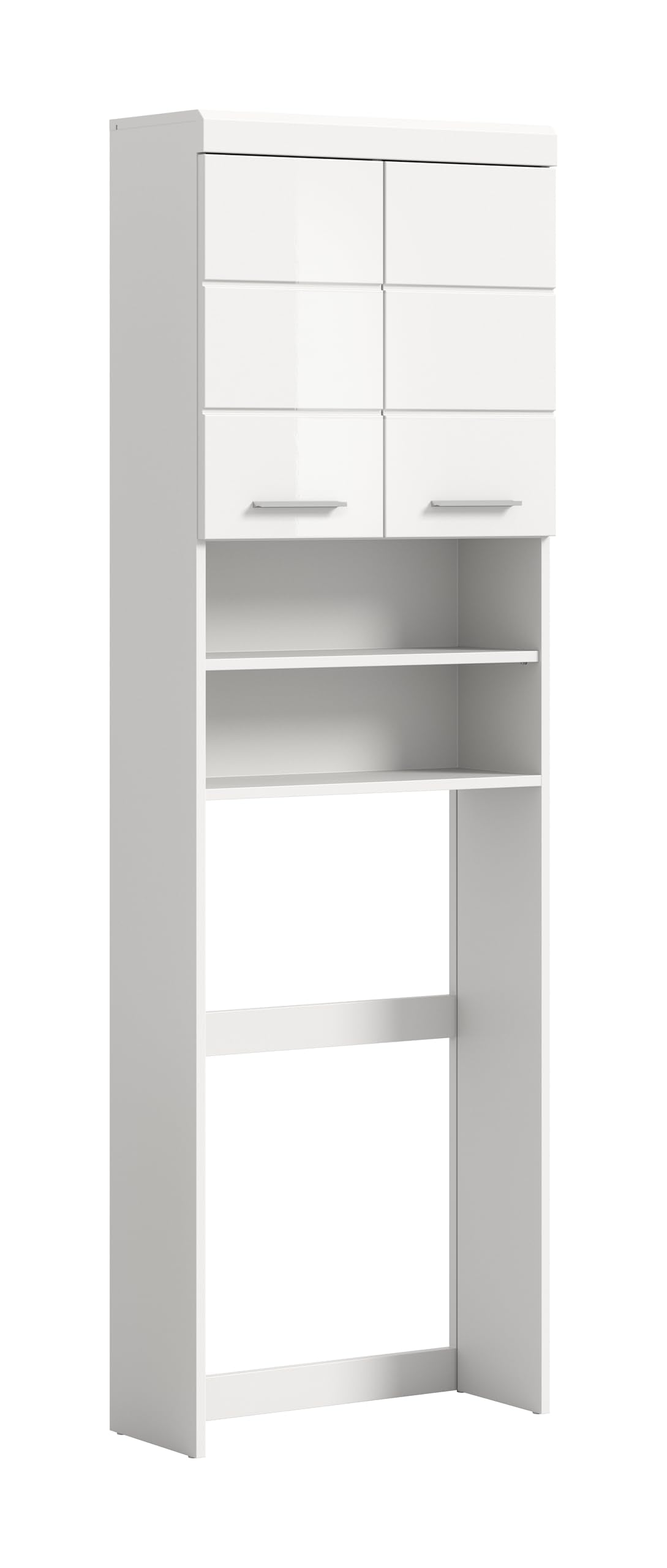 Badezimmer Scout X06B2723 Wall-Mounted Cupboard Wide Cabinet in Front White High Gloss Body Smoke Silver Nb. Approx. 74 x 79 x 24 cm