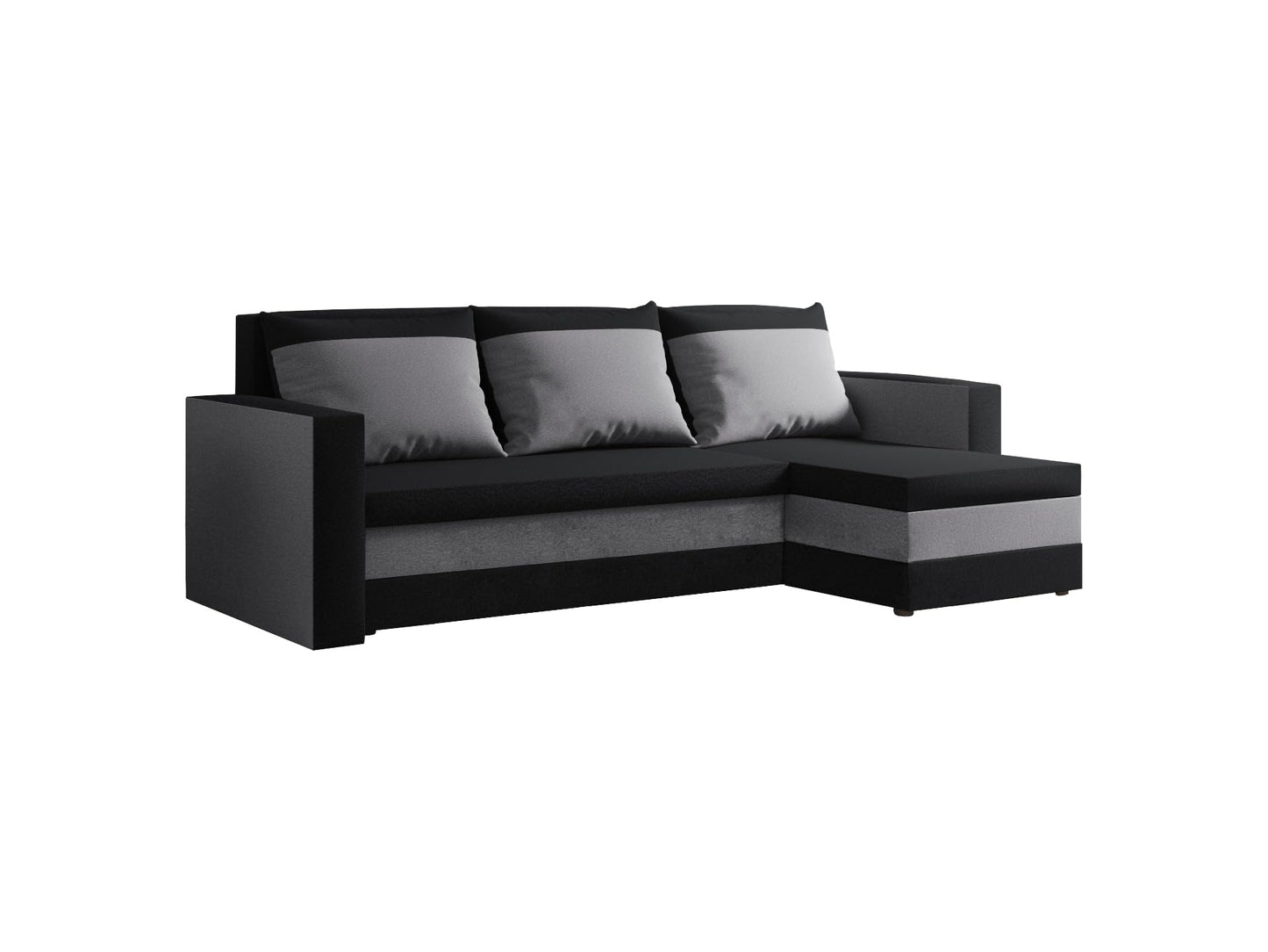 FORNIRO 24 Loft Ecksofa mit Schlaffunktion und Bettkasten - Sofa mit 3 Sitzen und Robustem Überzug - Universal Schlafcouch L-Form - Modern Couch - 225x130x75 cm - Schwarz-Türkis