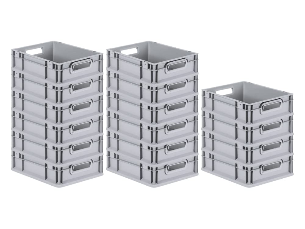 PROREGAL SuperSparSet 5 x Eurobox NextGen Economy | Closed Handles | H x W x D 17 x 30 x 40 cm | 16 Litres | Euro Container, Transport Box, Transport Container, Stacking Container