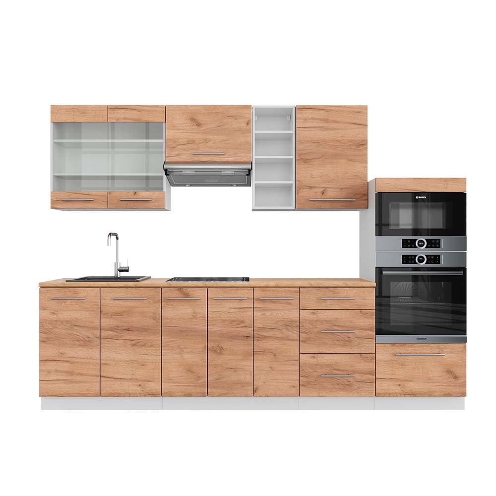 Vicco Fame-Line Kitchen Unit 280 cm without Worktop 280 cm High-Gloss Anthracite / White