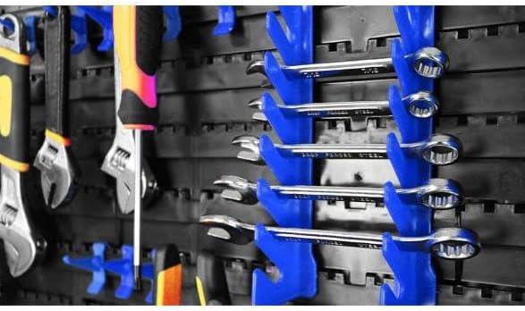 ESTEXO Stacking Boxes, Wall Shelf, 66 Pieces, Tool Storage, Workshop Shelf, Perforated Wall