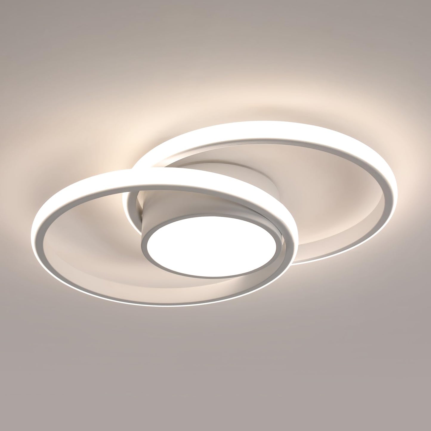 Comely LED Ceiling Lights, Pack of 2, 32 W, Round, 2350 lm, Modern, for Bedrooms, Bathrooms, Kitchens, Corridors, Balconies, 4500 K Neutral Light, Diameter 280 mm