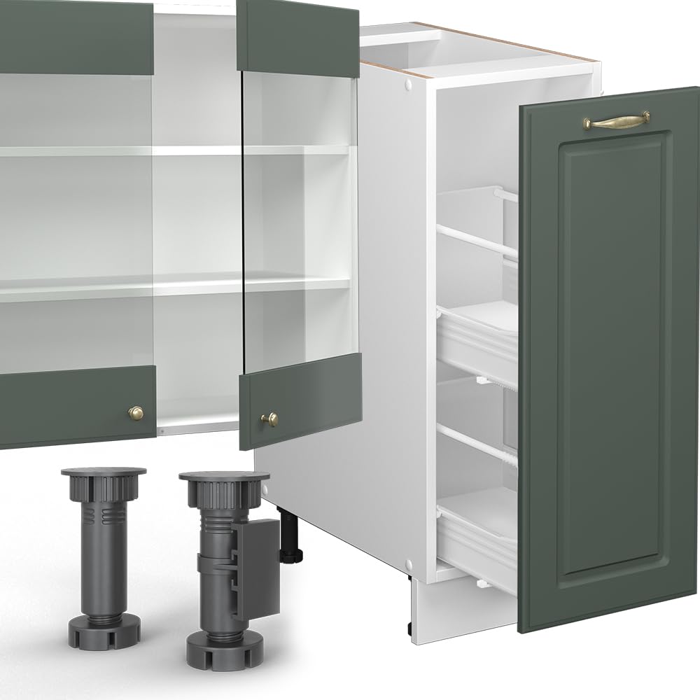 Vicco Fame-Line Kitchen Unit 280 cm without Worktop 280 cm High-Gloss Anthracite / White