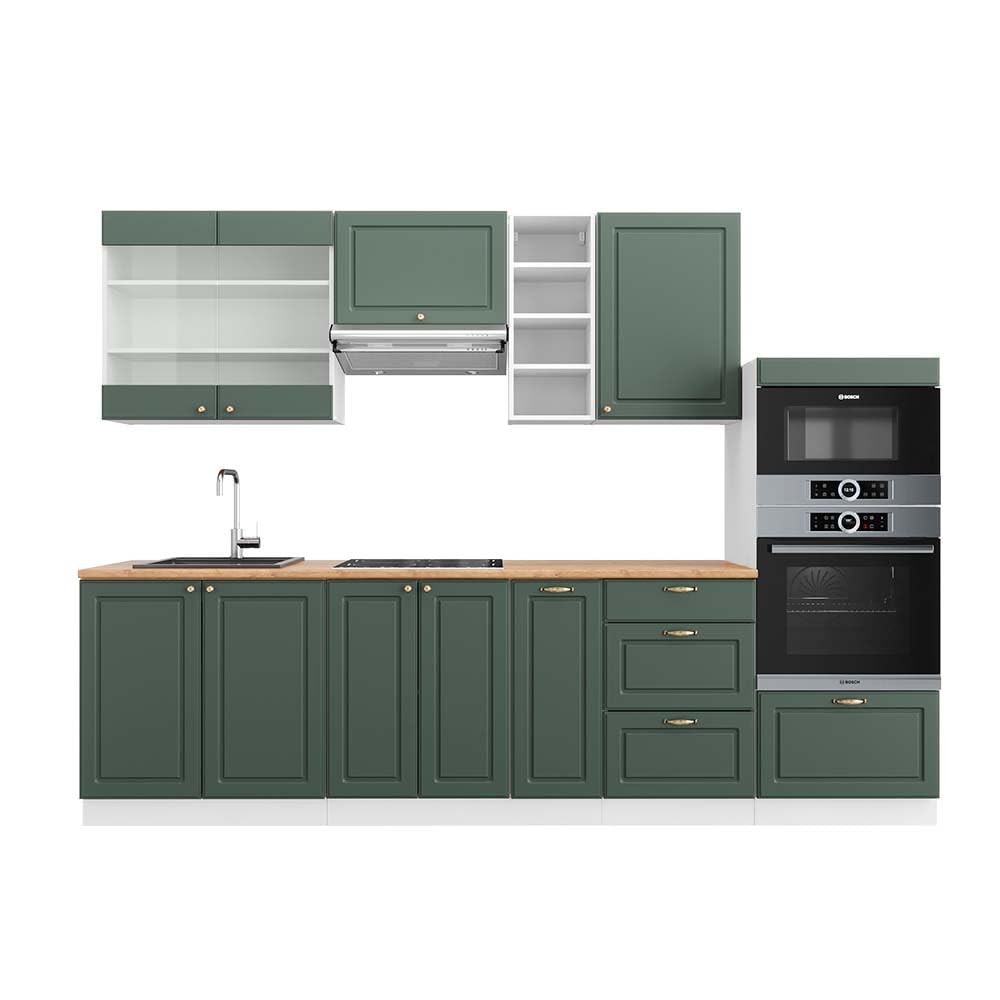 Vicco Fame-Line Kitchen Unit 280 cm without Worktop 280 cm High-Gloss Anthracite / White