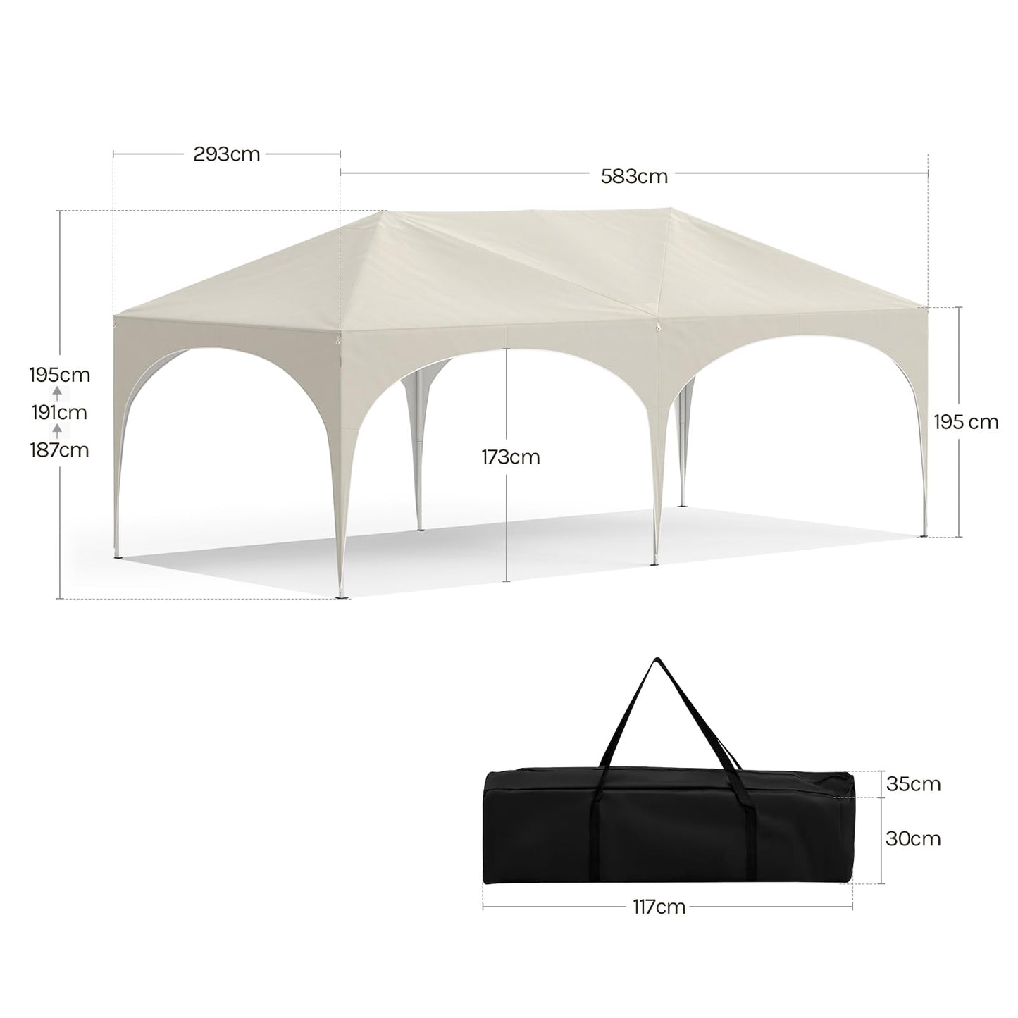WOLTU Gazebo, Folding Gazebo, 3 x 6 m, with 6 Side Walls, Party Tent, Water-Repellent, UV Protection 50+, Height-Adjustable Garden Gazebo, with Carry Bag, for Outdoor Garden, Camping, Grey