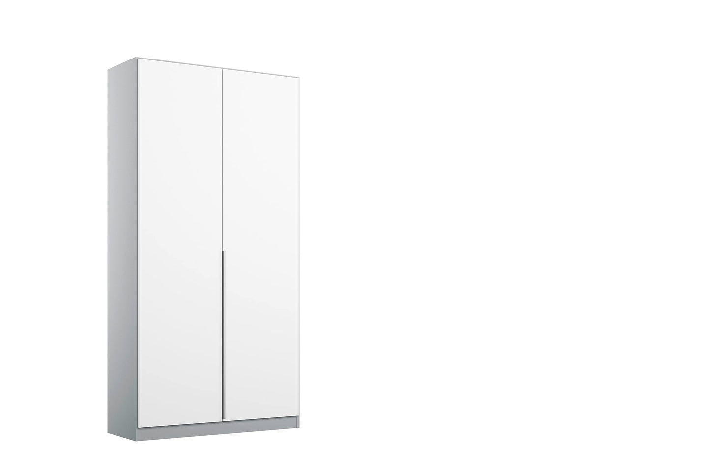 Rauch Möbel Alabama Hinged Door Wardrobe, White High Gloss / Grey, 2 Doors, Includes Basic Accessory Pack of 1 Clothes Rail and 1 Shelf, 91 x 210 x 54 cm (W x H x D)