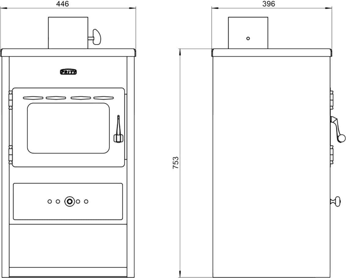 EEK A Fireplace, 9 kW Heat Output Wood Stove, Black Steel, Oven Features the Federal Immission Protection Act BImSchV Level 2, Firewood Energy Class A