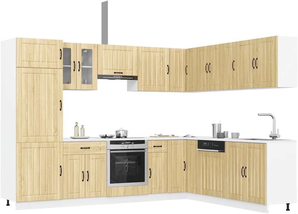 Lucca 7-Piece Kitchen Cabinet Set without Electrical Appliances High Gloss White Wood Material