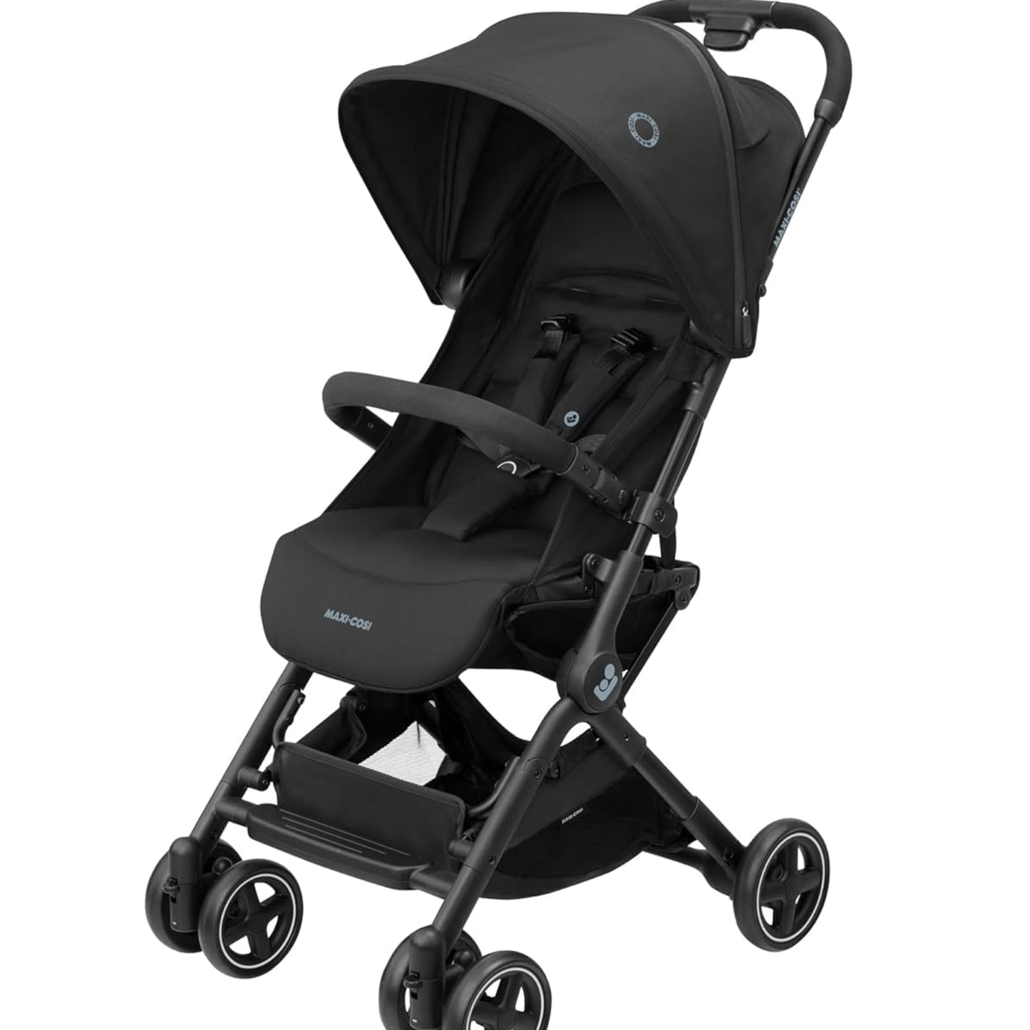 Maxi-Cosi Lara2 Baby Pram 0-4 Years 0-22kg Featherlight Compact Pushchair 3 Reclining Positions Flat Reclining Position Small Folding Shoulder Strap Essential Black