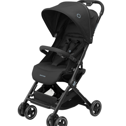 Maxi-Cosi Lara2 Baby Pram 0-4 Years 0-22kg Featherlight Compact Pushchair 3 Reclining Positions Flat Reclining Position Small Folding Shoulder Strap Essential Black