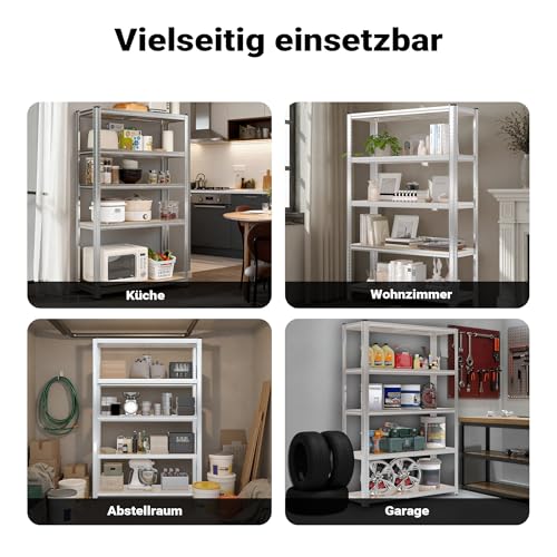 Wiltec Heavy Duty Shelving Unit 160 x 60 x 180 cm, 175 kg Shelf, Galvanised Steel, Load Shelving Unit with 4 Shelves, Workshop Shelving