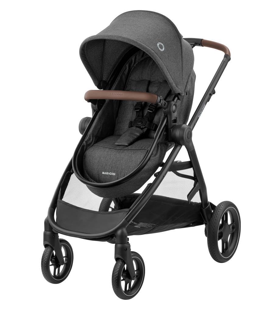 Maxi-Cosi Zelia S Trio Pushchair 3-in-1 Complete Set, 0-4 Years, up to 22 kg, Foldable, Compact, Adjustable Baby Pram, with CabrioFix S i-Size Baby Seat, Accessories, Changing Bag, Dark Grey