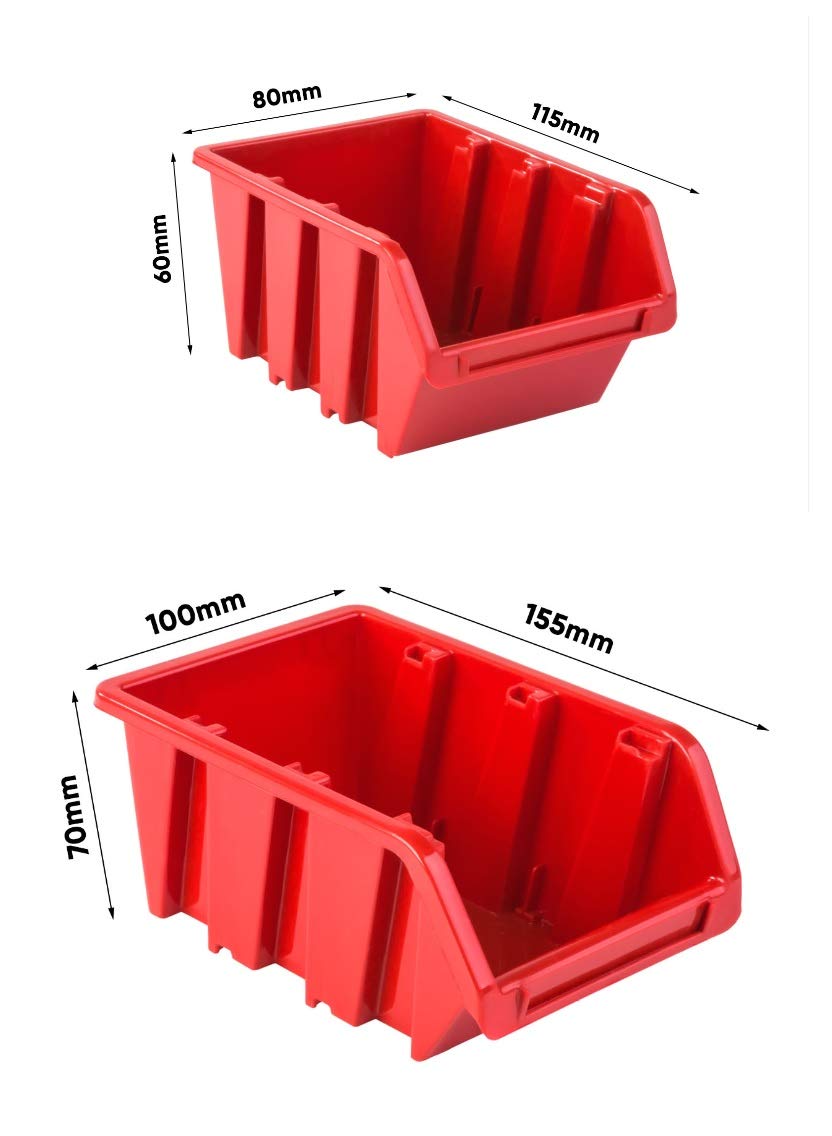 PAFEN Wall Shelf Stacking Boxes – 1152 x 780 mm – 114 Pieces Boxes Storage System Tool Hole Wall Chute Rack (Red)