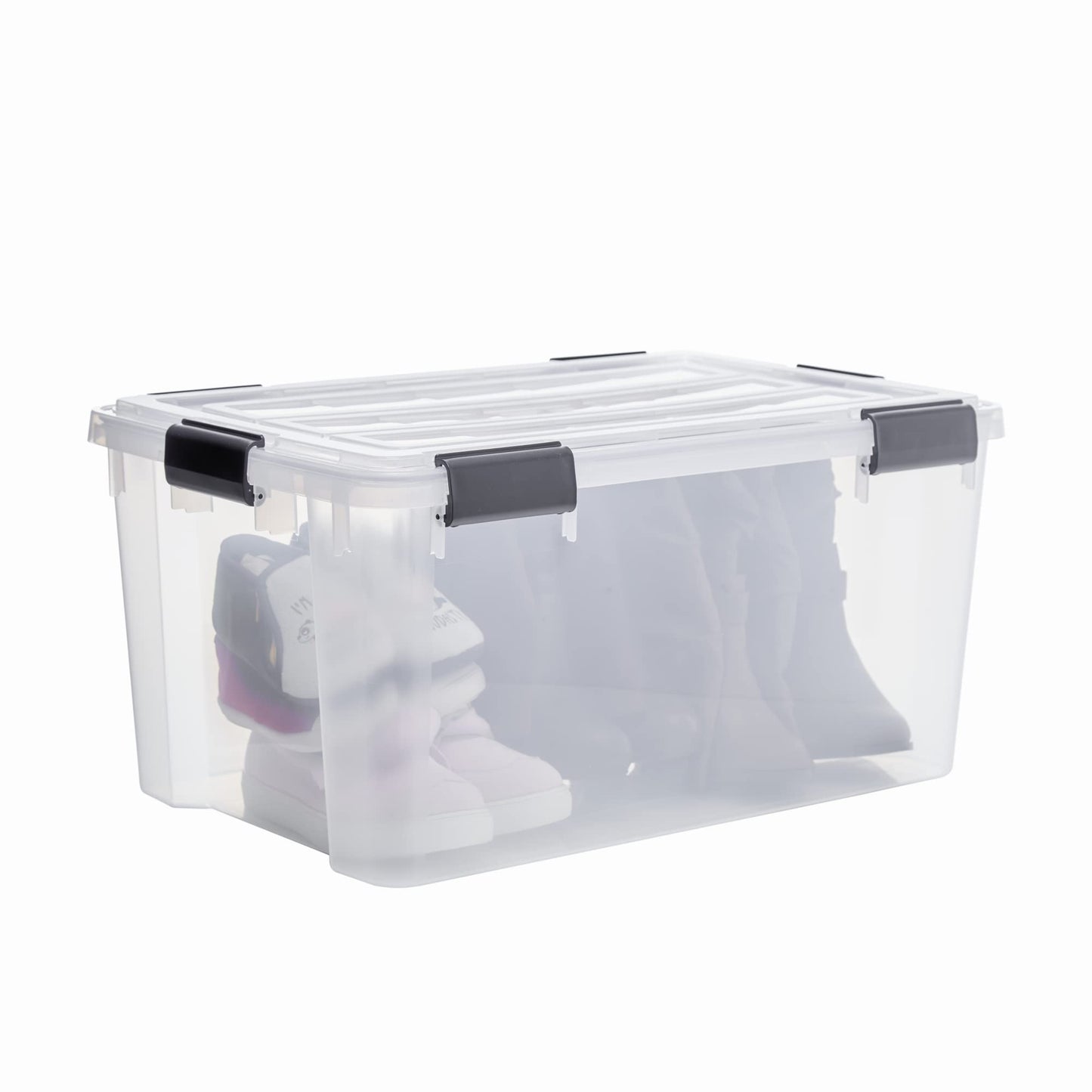 Iris Ohyama Airtight Plastic Storage Boxes with Lids, 20L, Set of 3, Black, Hermetic Waterproof Closure, Heavy Duty Snap Latches, Stackable, Dustproof, BPA-Free, DDAT-SD