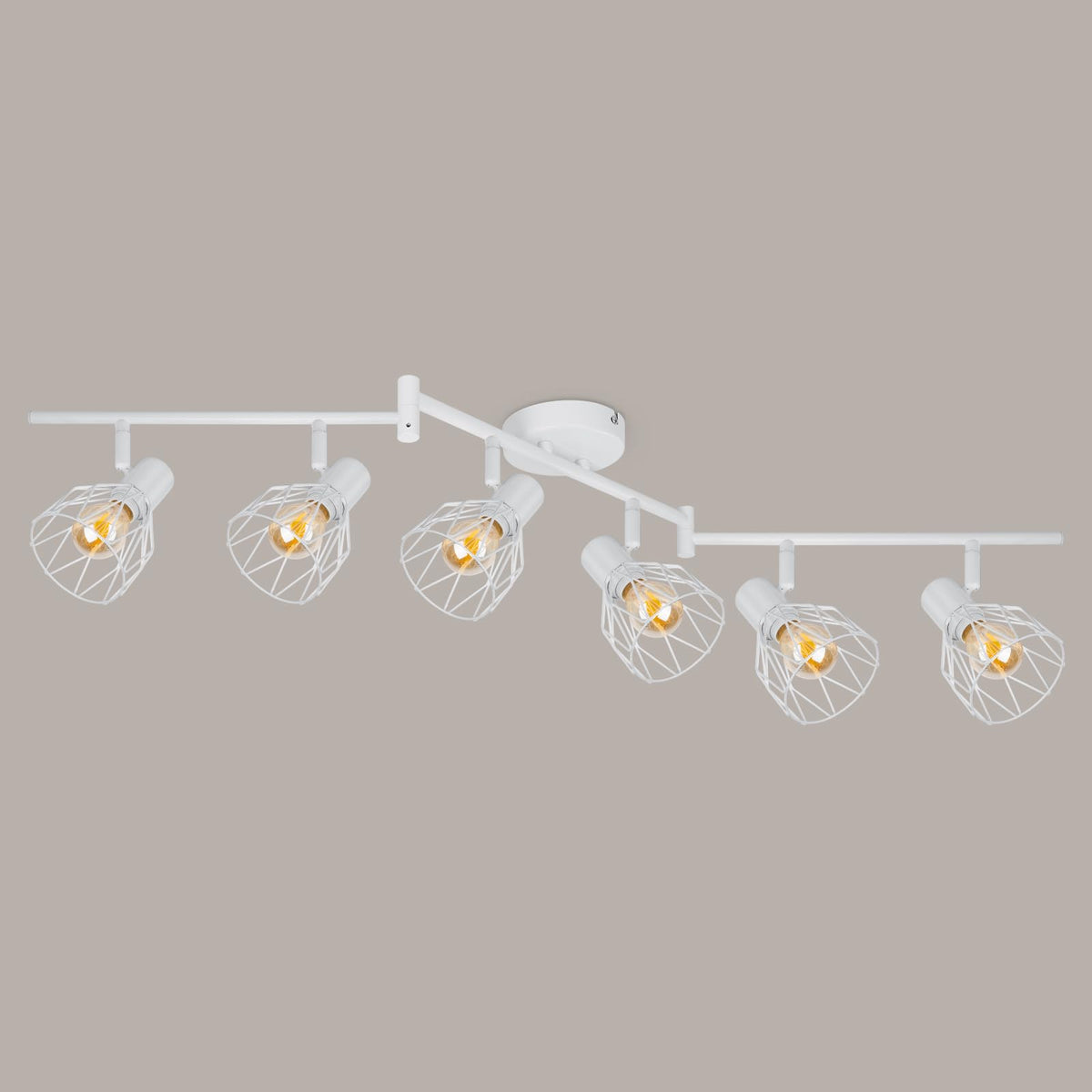 Kimjo 6-Bulb LED Ceiling Spotlight, Swivelling E14 Ceiling Spotlight, Black 6-Bulb Ceiling Light For Living Room, LED Kitchen Ceiling Light, Without Bulbs