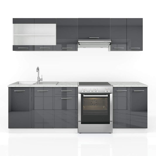 Vicco R-Line Kitchen Unit, Cashmere/Anthracite, 240 cm, AP Anthracite