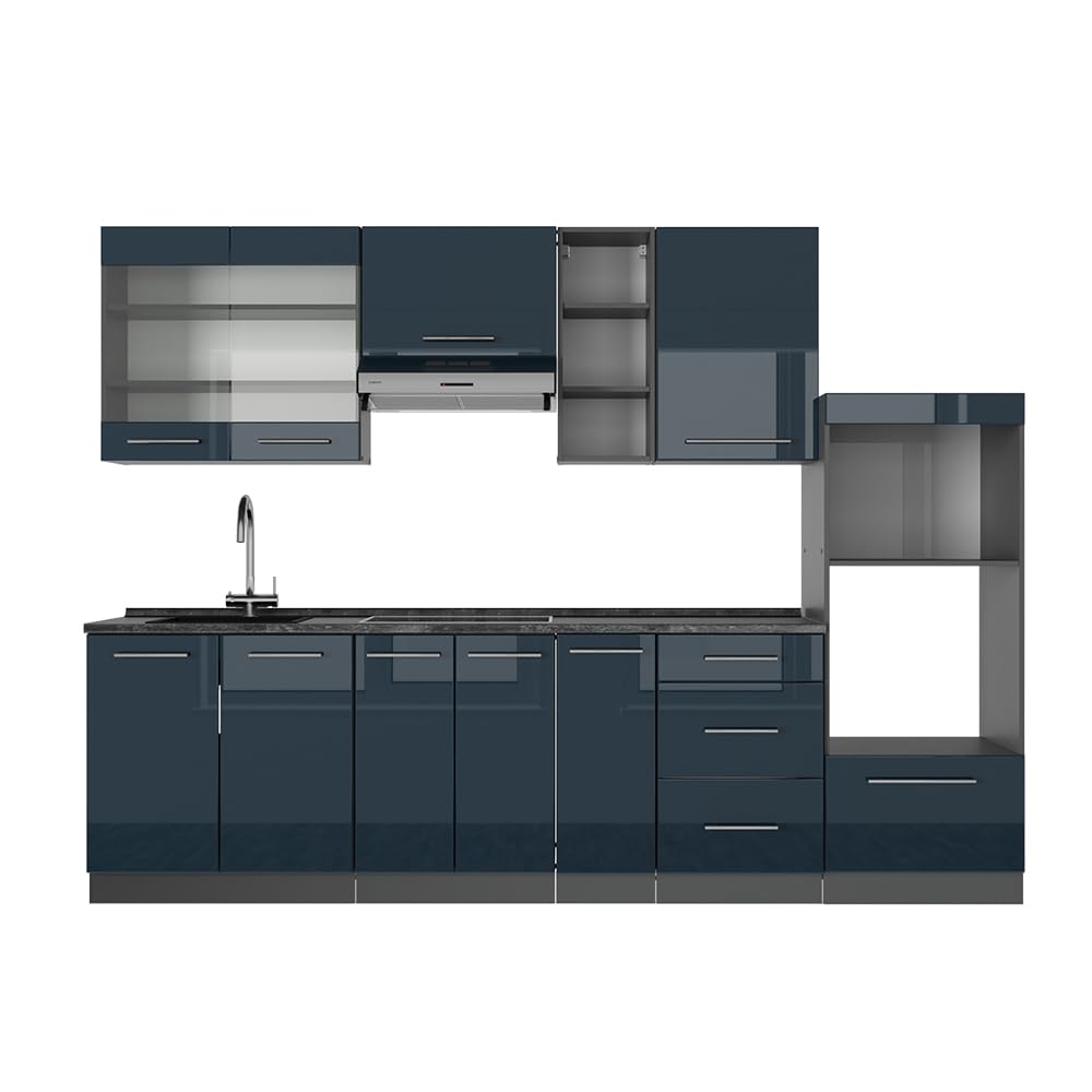 Vicco Kitchen Unit Fame-Line Goldkraft Oak / Anthracite 280 cm without Worktop