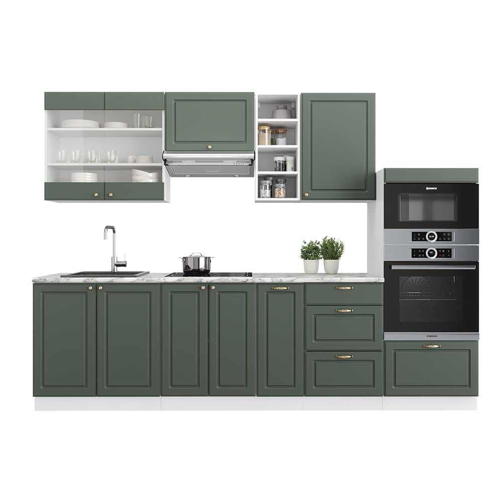 Vicco Fame-Line Kitchen Unit 280 cm without Worktop 280 cm High-Gloss Anthracite / White