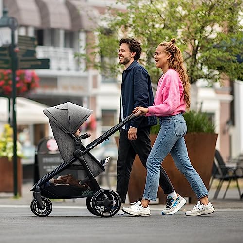 Maxi-Cosi Zelia S Trio Pushchair 3-in-1 Complete Set, 0-4 Years, up to 22 kg, Foldable, Compact, Adjustable Baby Pram, with CabrioFix S i-Size Baby Seat, Accessories, Changing Bag, Dark Grey
