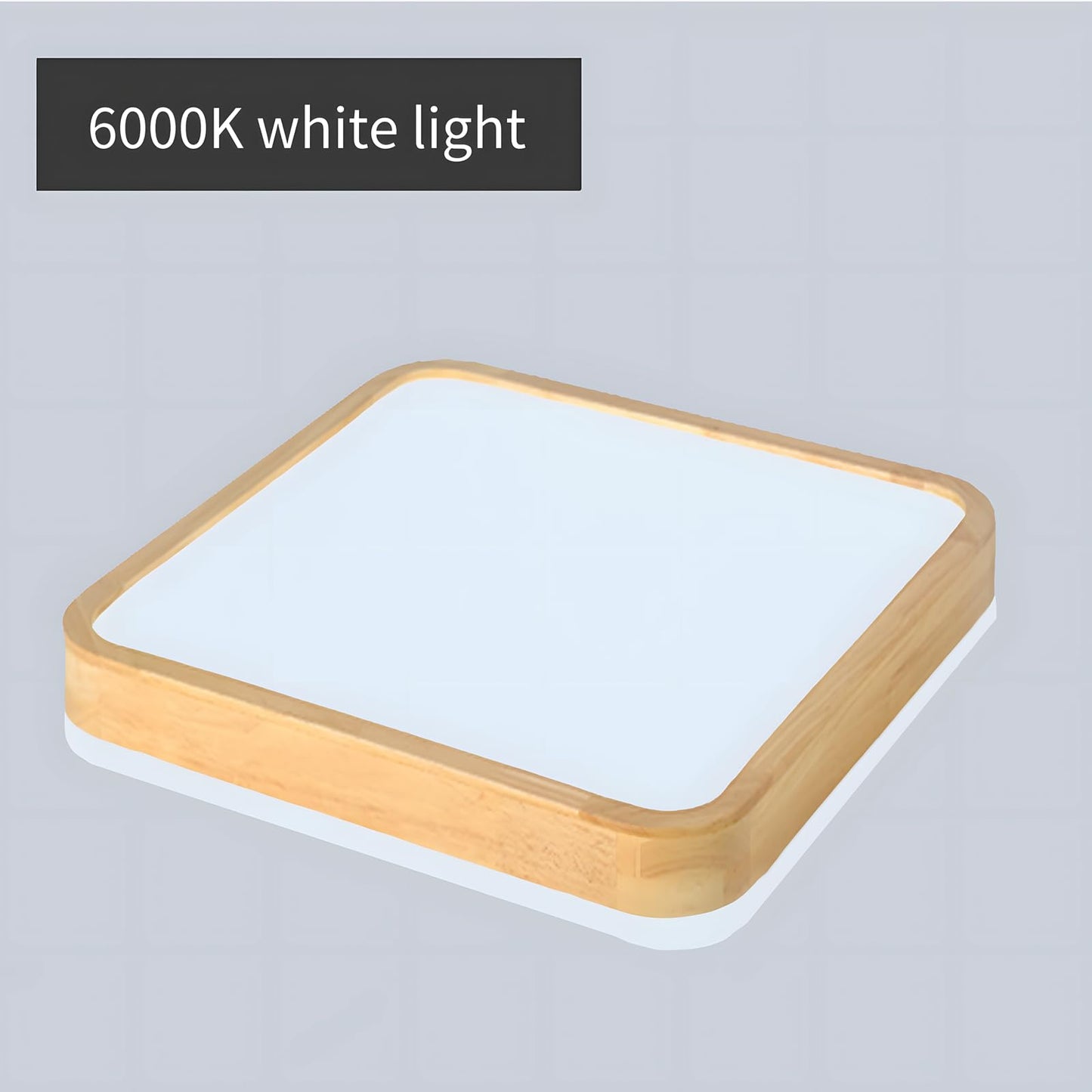 LED Wooden Ceiling Light, Diameter 30 cm, 3000 K, 1620 lm, 18 W, Ceiling Light with Square Top, 360° Luminous Natural Wood, Bedroom, Living Room, Children's Room, Kitchen, Dining Room (Warm White)