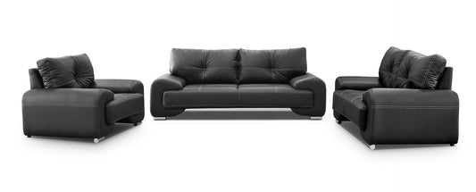 Mars Meble Big-Sofa OME_321 Omega Upholstered Set 3+2+1 Sofa Living Room Sofa Set 3-Piece Couch (Black), 225 x 98 x 88 cm, 185 x 98 x 88 cm, 128 x 98 x 88 cm