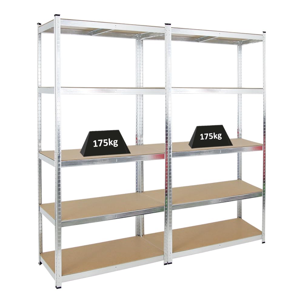 PROREGAL Gorilla Heavy Duty Shelving Unit H x W x D 180 x 90 x 40 cm Shelf Load 175 kg Galvanised Garage Shelving Basement Shelf Workshop Shelving Storage Shelving Boltless Shelving Unit