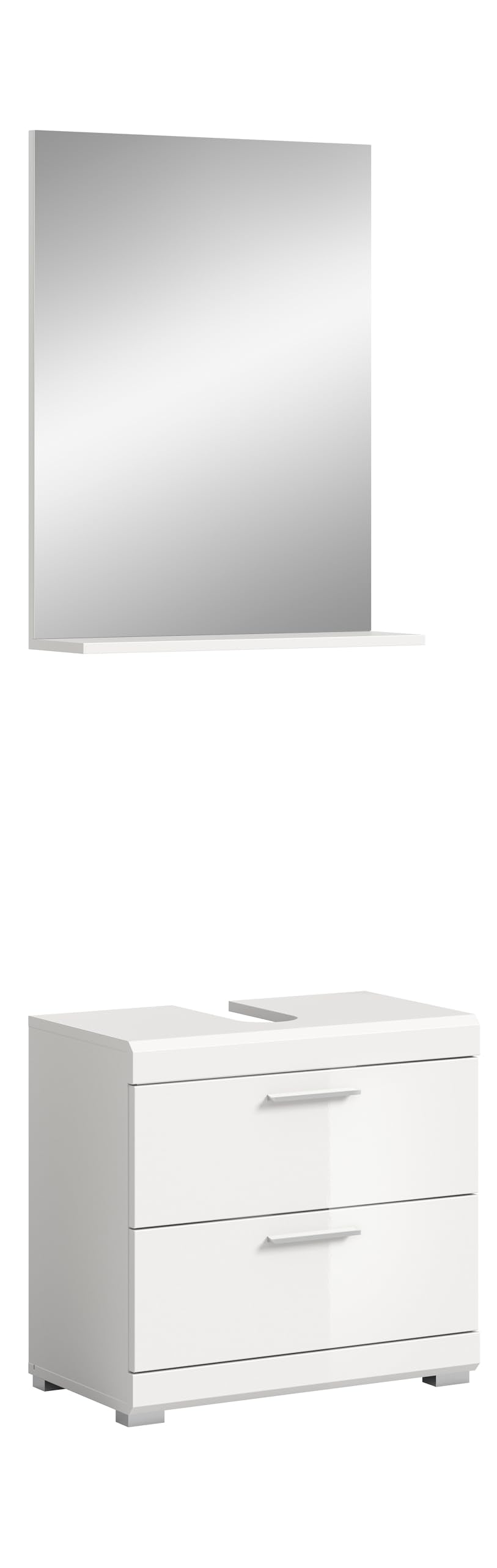 Badezimmer Scout X06B2723 Wall-Mounted Cupboard Wide Cabinet in Front White High Gloss Body Smoke Silver Nb. Approx. 74 x 79 x 24 cm