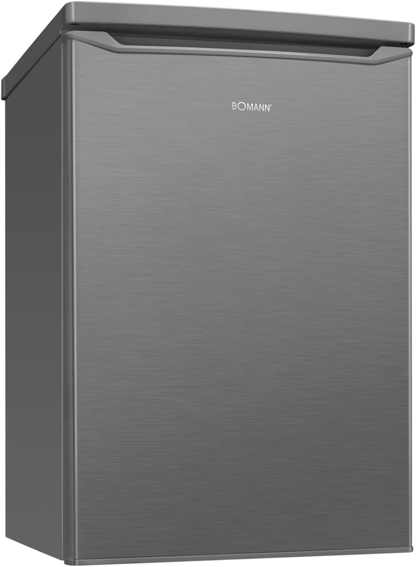Bomann KS 7251 inox Fridge with Freezer, 109 Litres, Energy Efficient, Quiet & Compact, 2 Shelves, Fruit & Vegetable Compartment, 4-Star Freezer, Door Hinge Changeable