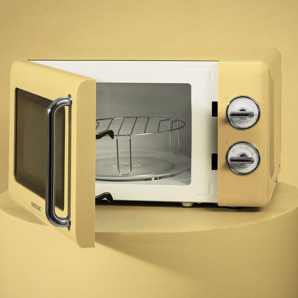 Cecotec Proclean 5110 20L Retro Beige 700W 5 Level Digital Microwave with Grill - 60 Minutes Timer - 8 Programmes and Defrost Mode - Vintage Beige