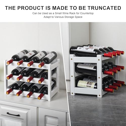 VASMIA Bamboo Wine Rack for 24 Bottles, Bottle Rack with 6 Levels for Cellar, Kitchen, Bar, Dining Room, Bottle Holder Wood with Table Top 41 x 24 x 81 cm, Natural