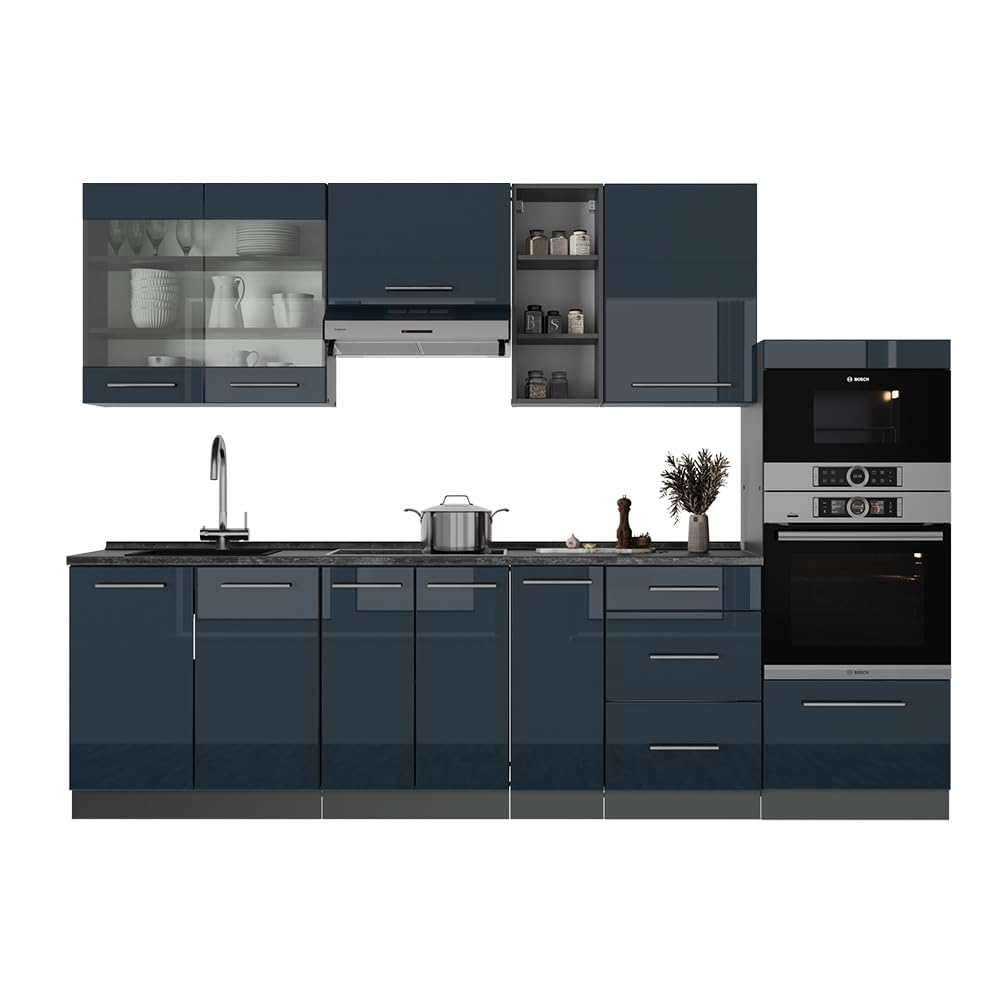 Vicco Kitchen Unit Fame-Line Goldkraft Oak / Anthracite 280 cm without Worktop