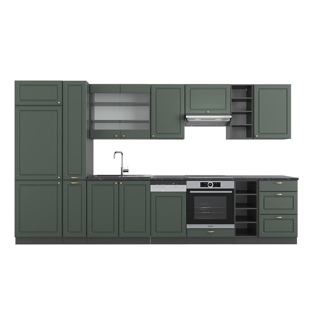 Vicco Kitchen Unit Fame-Line Goldkraft Oak / Anthracite 355 cm without Worktop