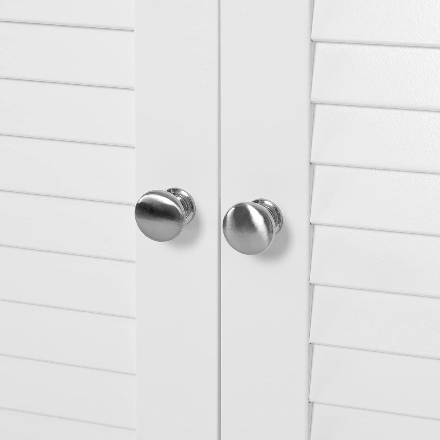 Vasagle BBC05WT Scandinavian Style Bathroom Cabinet, Storage Cabinet 60 x 30 x 60 cm with 2 Slat Doors, Adjustable Shelf with Handles - Matt White