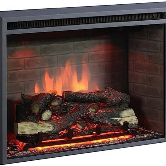 BALDERIA Calida 26" Elektrokamin - Elektrischer Einbaukamin mit 3D-Flammeneffekt | Elektro Heizung 2000W | Knister-Sound | Kamin mit Fernbedienung & Thermostat | Schwarz