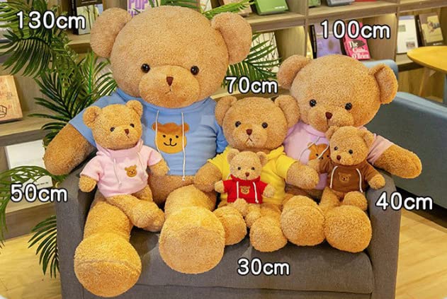 Teddy Bear Soft Fur Teddy Bear with Hood Paw Print Plush Toy Cuddly Toy Stuffed Toy Gift (Red, 30 cm)
