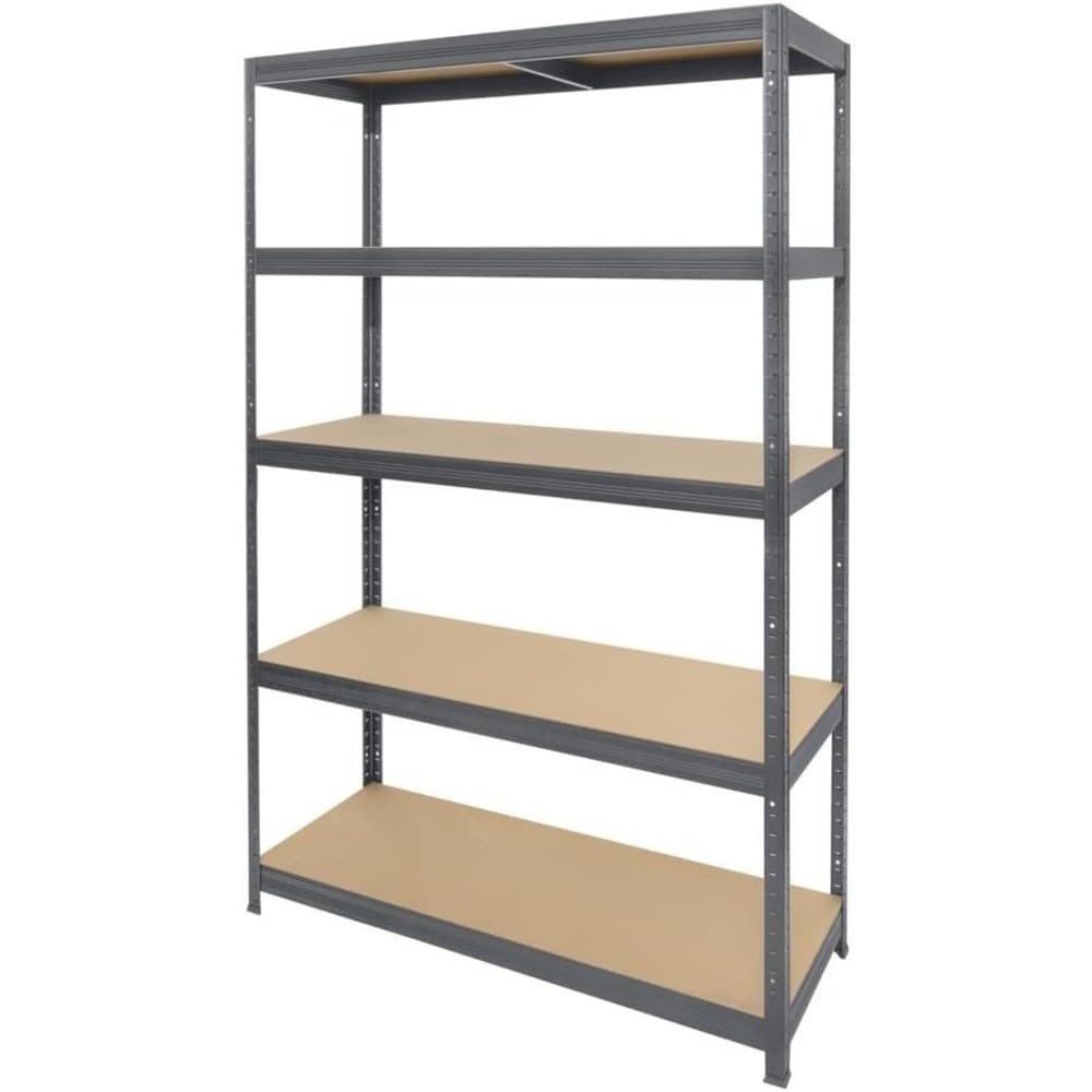 Heavy Duty Shelving Type S+ Black - 750 kg Load Capacity - H x W x D 180 x 90 x 60 cm - Boltless Shelving Unit with 5 Shelves - 150 kg Shelf Load - Made in EU - Sturdy Metal Shelf - Storage
