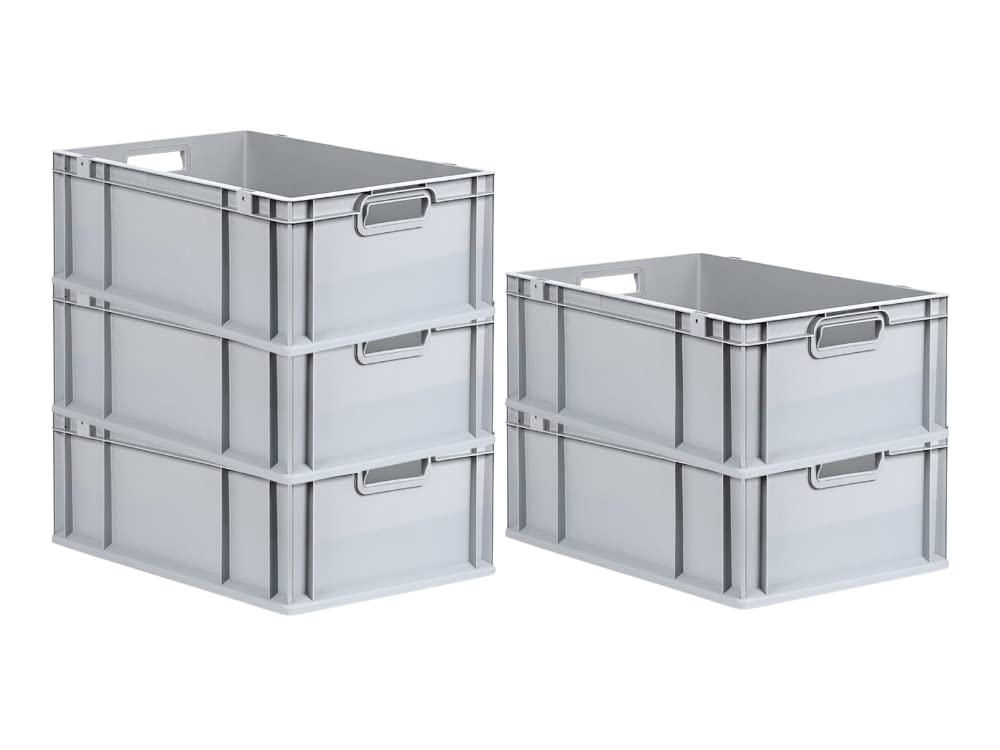 PROREGAL SuperSparSet 5 x Eurobox NextGen Economy | Closed Handles | H x W x D 17 x 30 x 40 cm | 16 Litres | Euro Container, Transport Box, Transport Container, Stacking Container