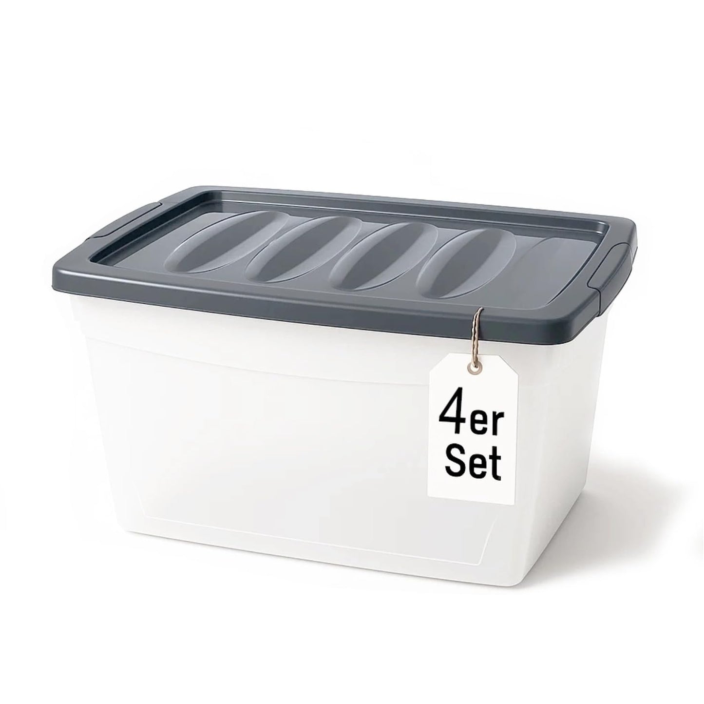 BigDean 3 x 60 L Storage Box with Lid Large Budget Line Plastic Box with Lid
