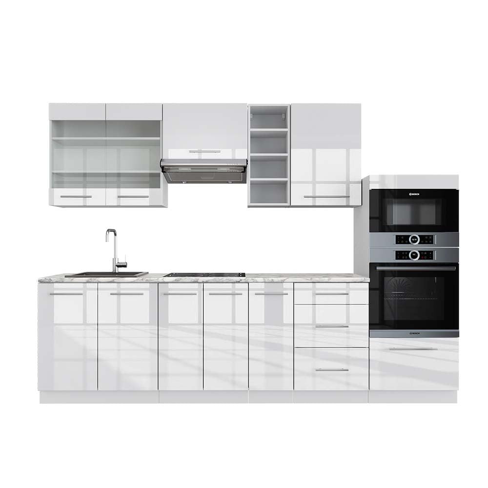 Vicco Fame-Line Kitchen Unit 280 cm without Worktop 280 cm High-Gloss Anthracite / White