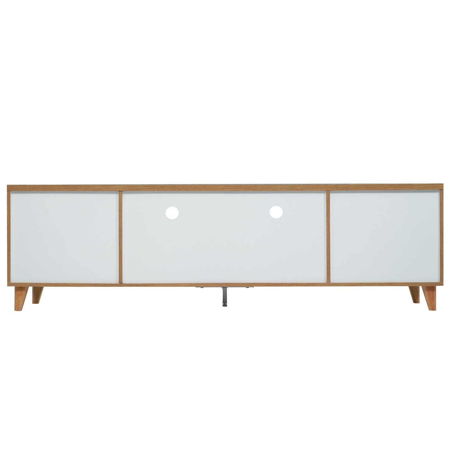 170 cm TV Cabinet with Textured Doors, TV Board with 4 Drawers, TV Cabinet with Oven Compartments, TV Cabinet for Living Room, TV Lowboard, Golden Handles and Feet, White