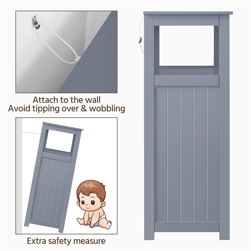 Yaheetech Unterschrank Badezimmerschrank Badkommode Badschrank mit 1 Schublade & 2 Türen & 3 Regalen Baderegal Bodenschrank mit verstellbare Einlegeböden, viel Stauraum, Dunkelgrau