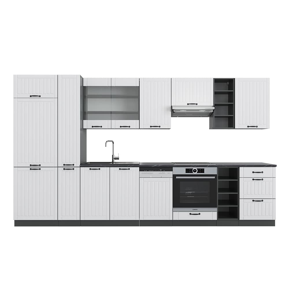 Vicco Kitchen Unit Fame-Line Goldkraft Oak / Anthracite 355 cm without Worktop